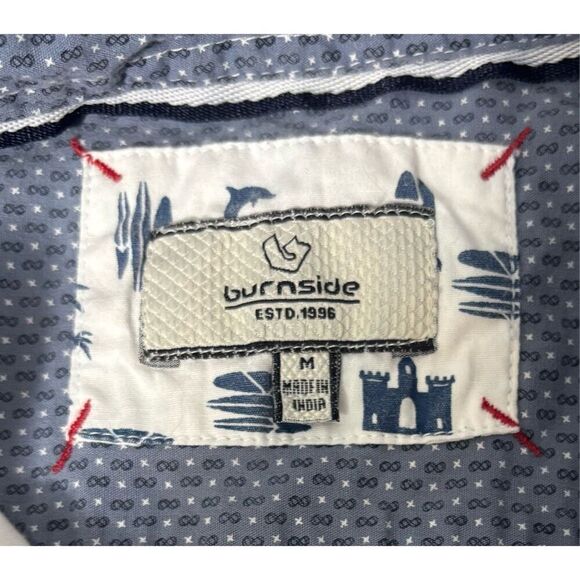 Burnside Men's White Tropical Print Button Down Short Sleeve Shirt Size M - Picture 3 of 7